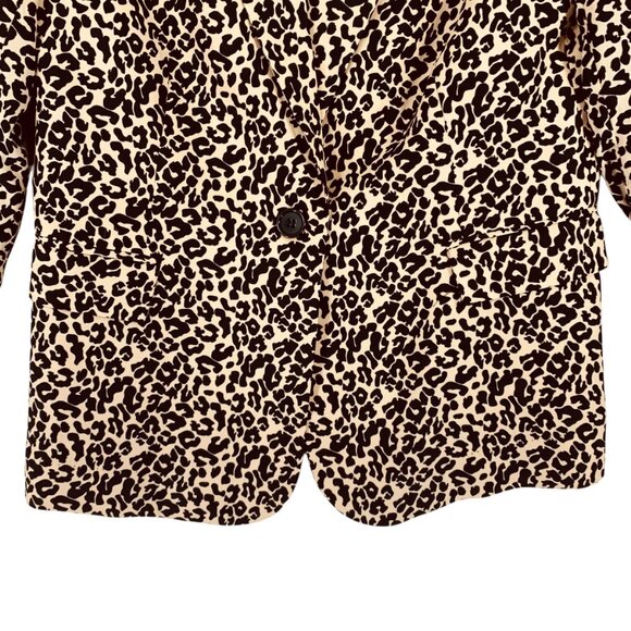animal print beige and black blazer single breast peak lapel SZ 8 Jessica - Picture 13 of 16